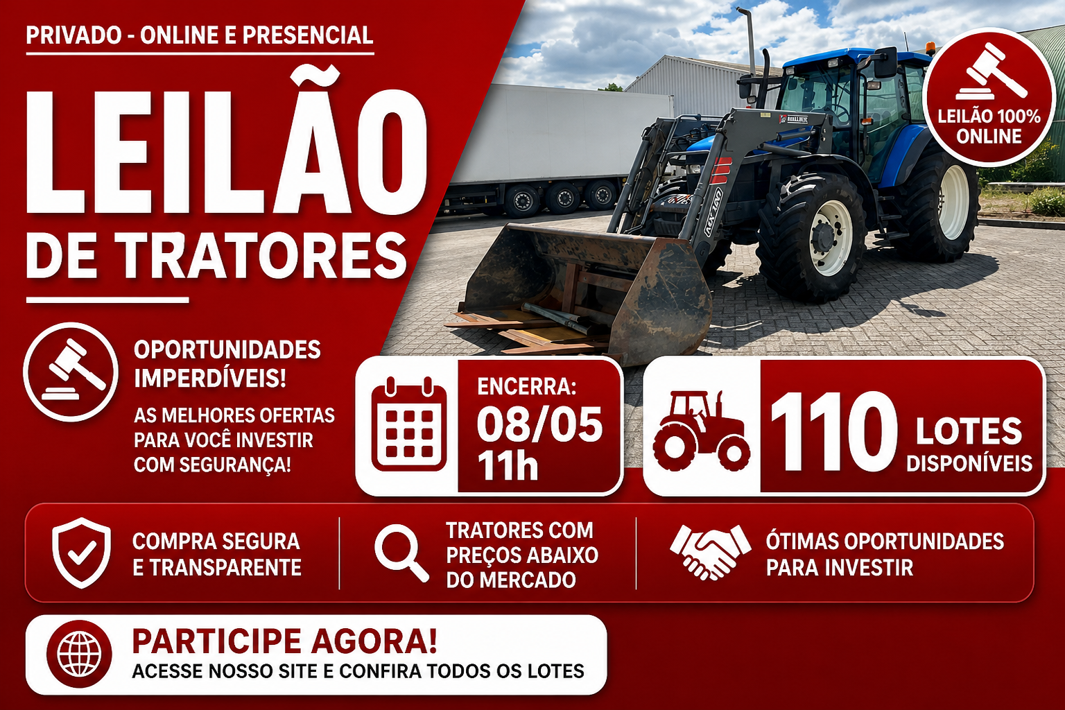 LEILÃO DE TRATORES COM GARANTIA